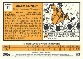 2012 Topps Heritage Minor League #61 Adam Conley Back