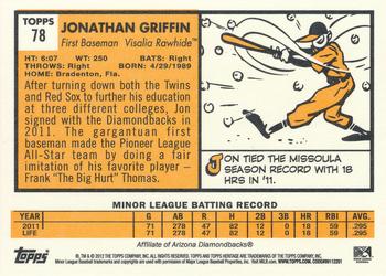 2012 Topps Heritage Minor League #78 Jonathan Griffin Back