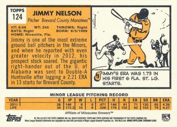 2012 Topps Heritage Minor League #124 Jimmy Nelson Back