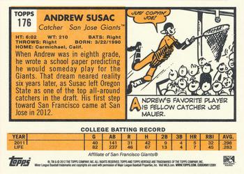 2012 Topps Heritage Minor League #176 Andrew Susac Back