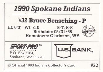 1990 Sport Pro Spokane Indians #22 Bruce Bensching Back