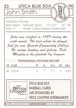 1990 Pucko Utica Blue Sox #23 John Smith Back