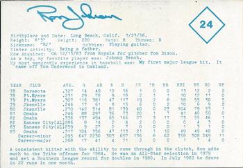 1984 Indianapolis Indians #24 Ron Johnson Back