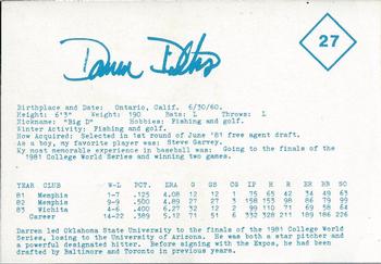 1984 Indianapolis Indians #27 Darren Dilks Back