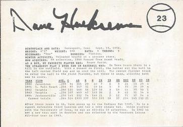 1985 Indianapolis Indians #23 Dave Hoeksema Back