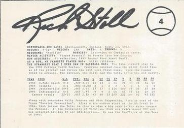 1985 Indianapolis Indians #4 Rich Stoll Back
