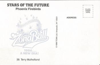 1986 TCMA Stars of the Future #39 Terry Mulholland Back