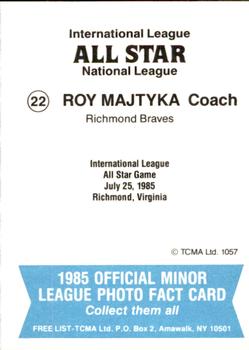 1985 TCMA International League All-Stars #22 Roy Majtyka Back