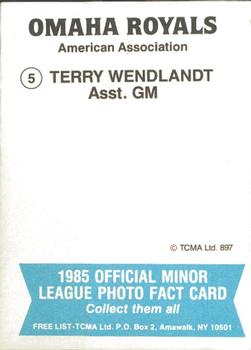 1985 TCMA Omaha Royals #5 Terry Wendlandt Back