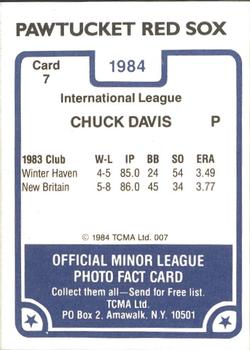 1984 TCMA Pawtucket Red Sox #7 Chuck Davis Back