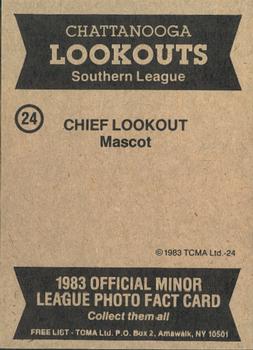 1983 TCMA Chattanooga Lookouts #24 Chief Lookout Back