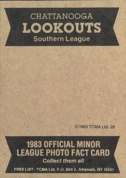 1983 TCMA Chattanooga Lookouts #28 Team Photo Back