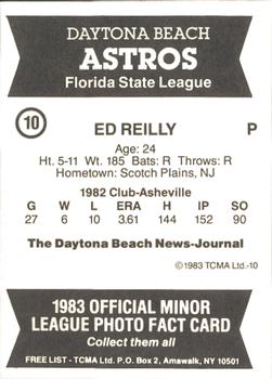 1983 TCMA Daytona Beach Astros #10 Ed Reilly Back