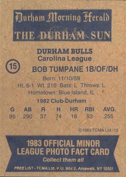 1983 TCMA Durham Bulls #15 Bob Tumpane Back