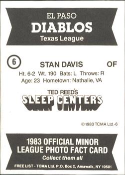 1983 TCMA El Paso Diablos #6 Stan Davis Back