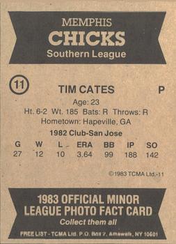 1983 TCMA Memphis Chicks #11 Tim Cates Back