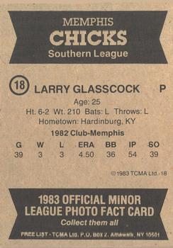 1983 TCMA Memphis Chicks #18 Larry Glasscock Back