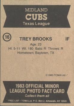 1983 TCMA Midland Cubs #16 Trey Brooks Back