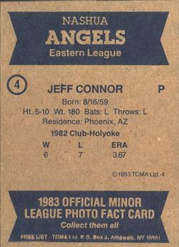 1983 TCMA Nashua Angels #4 Jeff Conner Back