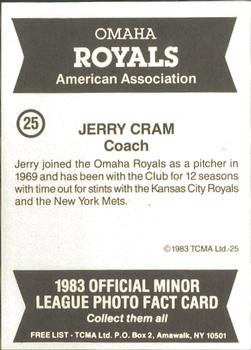 1983 TCMA Omaha Royals #25 Jerry Cram Back
