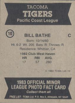 1983 TCMA Tacoma Tigers #10 Bill Bathe Back