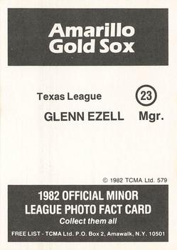 1982 TCMA Amarillo Gold Sox #23 Glenn Ezell Back