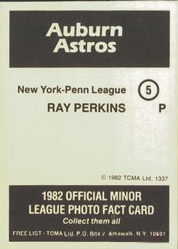 1982 TCMA Auburn Astros #5 Ray Perkins Back