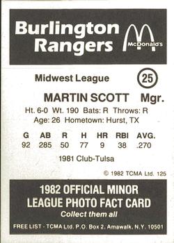1982 TCMA Burlington Rangers #25 Martin Scott Back