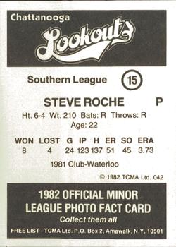 1982 TCMA Chattanooga Lookouts #15 Steve Roche Back