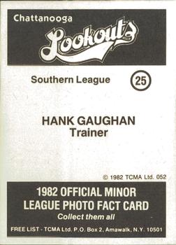 1982 TCMA Chattanooga Lookouts #25 Hank Gaughan Back