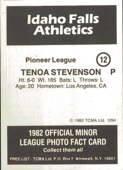 1982 TCMA Idaho Falls Athletics #12 Tenoa Stevenson Back
