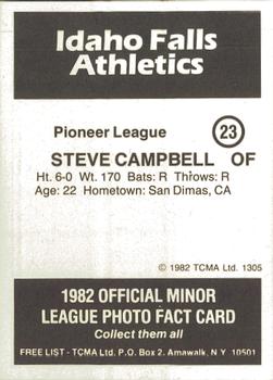 1982 TCMA Idaho Falls Athletics #23 Steve Campbell Back
