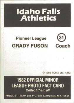 1982 TCMA Idaho Falls Athletics #31 Grady Fuson Back