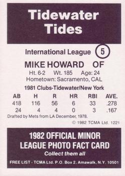 1982 TCMA Tidewater Tides #5 Mike Howard Back