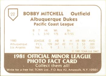 1981 TCMA Albuquerque Dukes #22 Bobby Mitchell Back