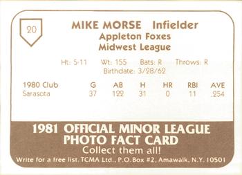 1981 TCMA Appleton Foxes #20 Mike Morse Back