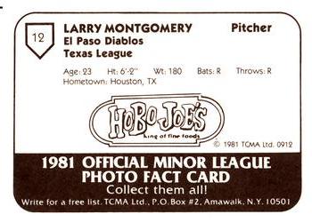 1981 TCMA El Paso Diablos #12 Larry Montgomery Back