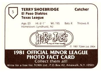 1981 TCMA El Paso Diablos #5 Terry Shoebridge Back
