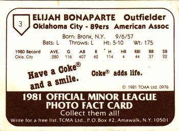 1981 TCMA Oklahoma City 89ers #3 Eli Bonaparte Back