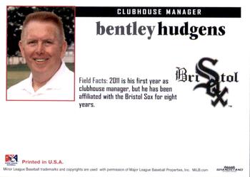 2011 Grandstand Bristol White Sox #NNO Bentley Hudgins Back
