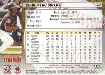 2001 Choice Indianapolis Indians #07 Lou Collier Back