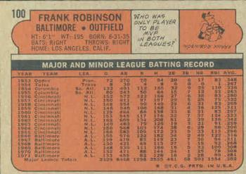1972 Topps #100 Frank Robinson Back