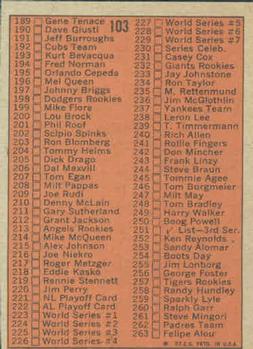 1972 Topps #103 2nd Series Checklist: 133-263 Back