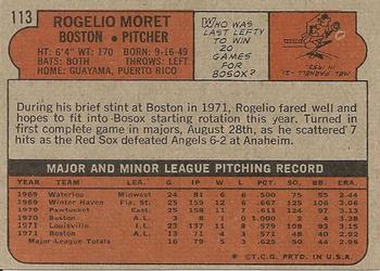 1972 Topps #113 Rogelio Moret Back