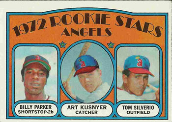 1972 Topps #213 Angels 1972 Rookie Stars (Billy Parker / Art Kusnyer / Tom Silverio) Front
