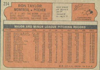 1972 Topps #234 Ron Taylor Back