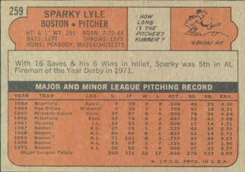 1972 Topps #259 Sparky Lyle Back