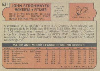 1972 Topps #631 John Strohmayer Back