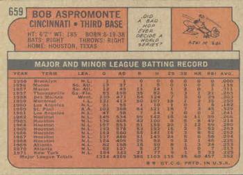 1972 Topps #659 Bob Aspromonte Back