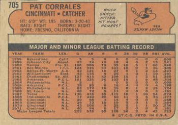 1972 Topps #705 Pat Corrales Back